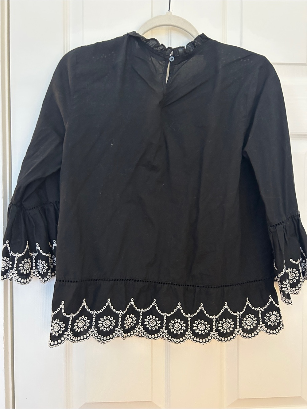 GAP Black Peasant Blouse with White Eyelet Embroidery - Picture 3 of 3